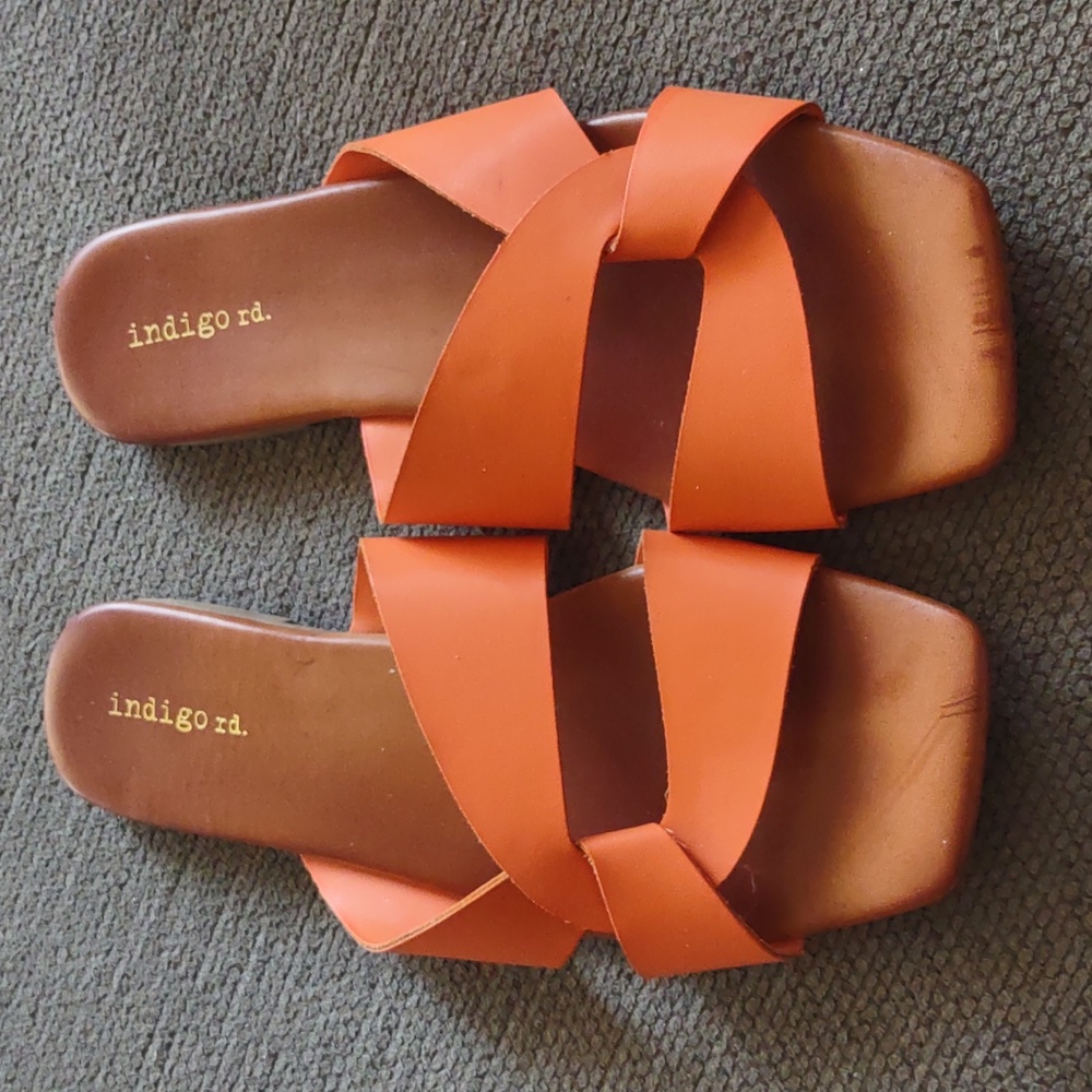 Orange sandals size 8 - Picture 1 of 3